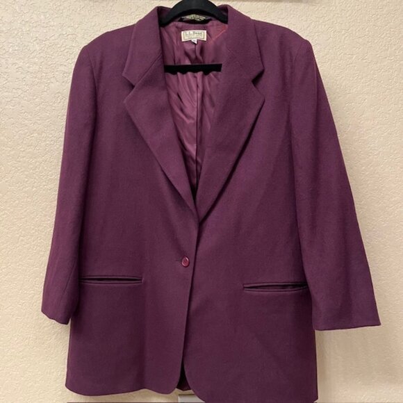 Vintage LL Bean Wool purple blazer jacket size 12 - Picture 1 of 7